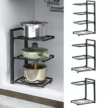 2/3/4 яруса кухонная полка для хранения регулируемые шкафы стеллаж с крышкой для кастрюли кухонные аксессуары