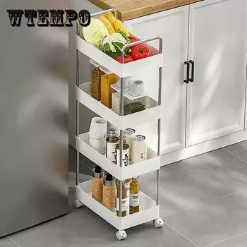 2/3/4 ярусная тонкая узкая тележка для хранения, мобильная полка, органайзер с ящиком, выдвижная тележка, стойка для тележки для кухни, ванной комнаты White