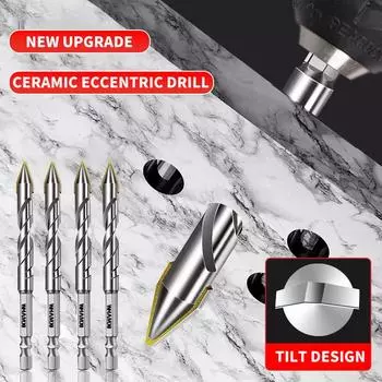 2/3/4 шт. Керамическое сверло по стеклу и камню, прочное сверло с шестигранной ручкой, сверло для керамической плитки, эксцентриковое сверло, специальное керамическое сверло D