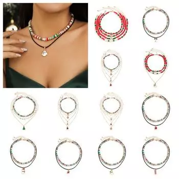 2/3/4 шт./комплект Рождественская елка Многослойное рождественское ожерелье Мультяшный мультяшный кулон чокер подарок H