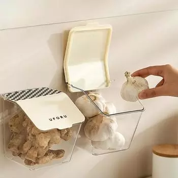 2/3/4 шт. контейнер для свежести имбиря и чеснока, коробка для хранения кофе, настенный без отверстий, кухонный необходимый артефакт