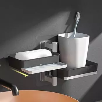 2/3/4 шт., настенная мыльница для ванной комнаты с присоской, 2/3/4 слоя, держатель для мыла, установка без перфорации, вращающийся держатель для слива мыла A серый