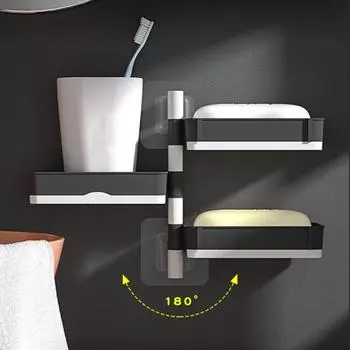 2/3/4 шт., настенная мыльница для ванной комнаты с присоской, 2/3/4 слоя, держатель для мыла, установка без перфорации, вращающийся держатель для слива мыла серый белый