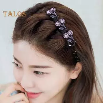 2/3/4 шт. Женские плетеные заколки для волос со сверкающими стразами, вишневыми бабочками, клеверным декором, двухслойные челки, шпильки, аксессуары для волос C