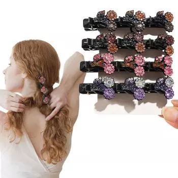 2/3/4 шт. Женские плетеные заколки для волос со сверкающими стразами Вишневые бабочки Клевер Декор Двойной C