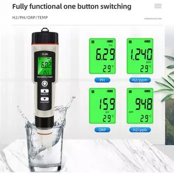 2/3/4 в 1 PH-метр ORP H2 Temp Tester Высокая точность 0,01 ЖК-цифровой богатый водородный тестер ручка для бассейна аквариума гидропоники