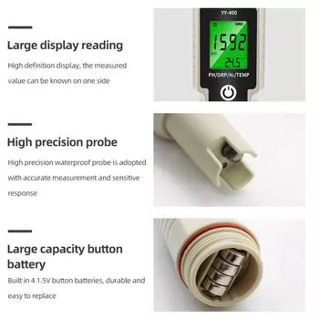 2/3/4 в 1 PH-метр ORP H2 Temp Tester Высокая точность 0,01 ЖК-цифровой богатый водородный тестер ручка для бассейна аквариума гидропоники