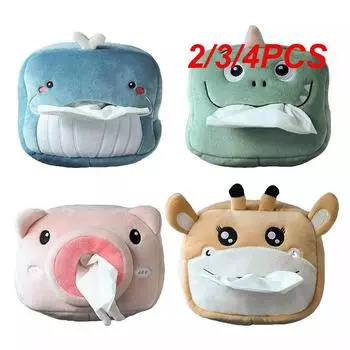 2/3/4 шт. Милая мультяшная автомобильная коробка для салфеток, плюшевый держатель для салфеток, универсальный автомобильный чехол для бумаги для дома, кронштейн для украшения в виде животных