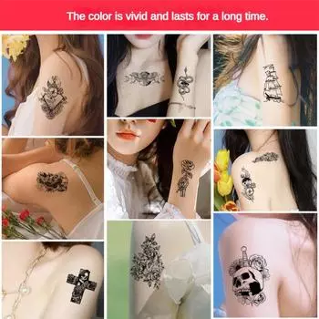2/3/4PCS Full Arm Tattoo Stickers Rich Styles Vivid Colors Water Transfer Tattood Girl Large Black Flower