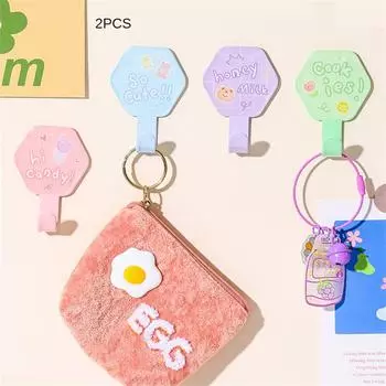 2/3/4SETS Storage Hook Punch-free Cartoon Stainless Steel Home Hook Multi-use Hook Wear Resistance Lovely Students Teenagers