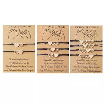 2/3/4x Pinky Promise Heart браслеты для пар, женщин и девочек-подростков с картой желаний, регулируемый одинаковый браслет дружбы 2
