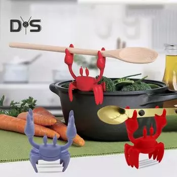 2/3/5 шт. Подставка для столовых приборов из силикона в виде краба, термостойкий держатель для ложки, нескользящий термостойкий кухонный органайзер, забавный держатель для ложки в виде краба, силикон без содержания бисфенола А 2pcs