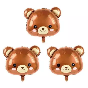 2/3/5 шт. шаров в виде головы медведя, фольгированные шары в виде коричневого медведя для детей, украшения на день рождения в джунглях, принадлежности для детского душа 45x36cm