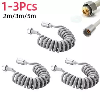 2/3/5m Soft Flexible Long Spring Shower Head Hose Tube Toilet Bidet Sprayer Telephone Line Hoses Bathroom Accessories 1Pc
