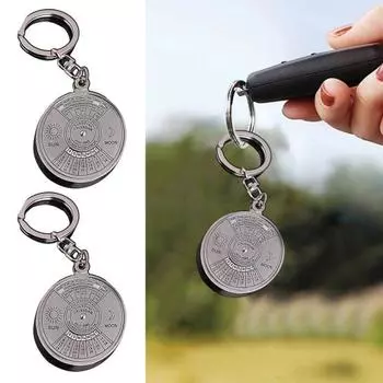 2/3/5Pcs Sun Moon Keychain English Perpetual Calendar Pendant Keyring Retro Design Multi-purpose 2pcs
