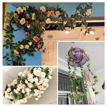 2,3 м искусственная роза лоза для свадебной гирлянды белая розовая комната свадебное украшение шелковая искусственная роза лоза домашний декор