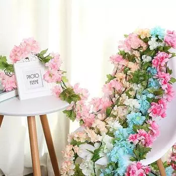 2,3 м искусственный цветок искусственный цветок вишневого цвета искусственный плющ венок из лозы подвесной бутон лоза цветок украшение для свадебной вечеринки