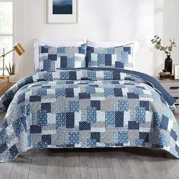 2/3 Piece Piece Printing Quilt Bedding Set, Lightweight Soft Quilt Bedspread Coverlet with Pillow Shams 173x219cm красный
