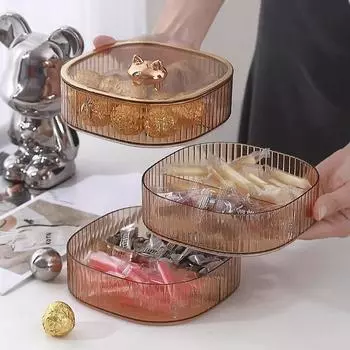 2/3 яруса тарелок для закусок и конфет, свадебный поднос для хранения сухофруктов с крышкой, коробка для хранения орехов и выпечки, набор тарелок для фруктов коричневый