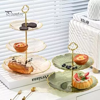 2/3-ярусная стойка для кексов, стойка для десертов с гладкими краями, большая вместимость, держатель для хранения подносов для свадебных вечеринок Dual Layer белый