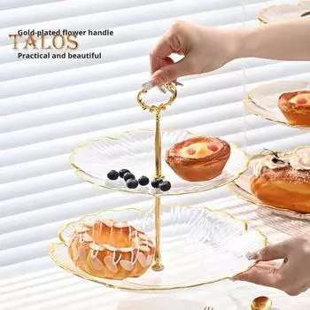 2/3-ярусная стойка для кексов, стойка для десертов с гладкими краями, большая вместимость, держатель для хранения подносов для свадебных вечеринок Dual Layer шампанского