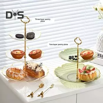 2/3-ярусная стойка для кексов, стойка для десертов с гладкими краями, большая вместимость, держатель для хранения подносов для свадебных вечеринок Dual Layer шампанского