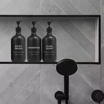 2/3 шт. 500 мл круглая бутылка матового черного цвета с водонепроницаемыми этикетками, набор дозаторов мыла для рук и посуды, бутылка для лосьона с насосом