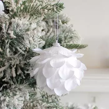 2/3 шт. Белые рождественские шары, блестящие цветы, пенопластовые шары, украшения для рождественской елки 8cm A