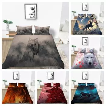 2/3 шт. домашнее постельное белье King Queen Size уникальный дизайн полиэстер комплект постельного белья с 3D принтом волка Single 135x200cm
