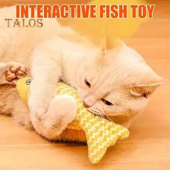 2/3 шт. Игрушки для кошек, рыбки, мягкая льняная плюшевая рыба с хрустящим звуком и кошачьей мятой, интерактивная игрушка для упражнений для котят, для домашних кошек жёлтый