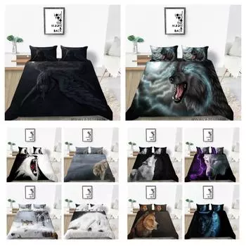 2/3 шт. комплект пододеяльников для дома, постельное белье с принтом животных и волка для мальчиков и подростков, комплект постельного белья, комплекты постельного белья высокого качества UK Single 135x200cm