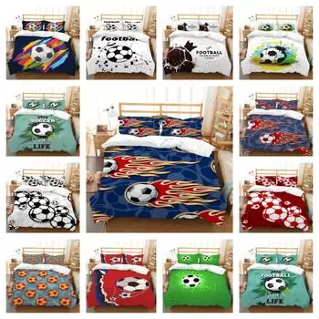 2/3 шт. комплект пододеяльников с футбольным принтом, постельное белье, решетчатая живопись, комплект пододеяльников высокого качества King Size UK Single 135x200cm