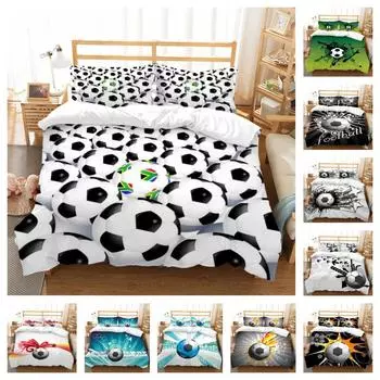 2/3 шт. комплект постельного белья с 3D футбольным принтом, пододеяльник и наволочка, односпальная двуспальная наволочка King Size для детей и подростков UK Single 135x200cm