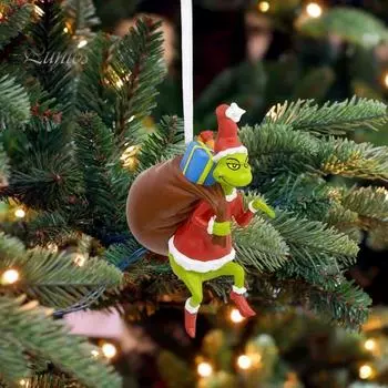 2/3 шт. Рождественские украшения, рождественская елка, зеленая кукла-эльф, подвесное украшение, 3D-подвеска из смолы для праздничной стены, гостиной, офиса, декора 2pcs