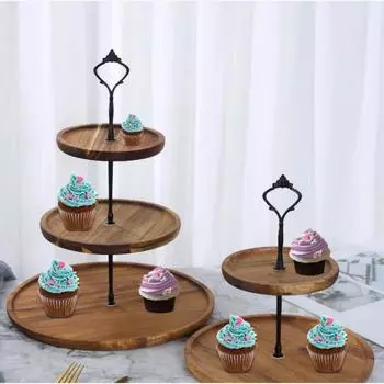 2/3-слойная деревянная декоративная подставка для торта, подставка для закусок, свадебный десерт, конфетница, поднос для сервировки сухофруктов, столовая посуда