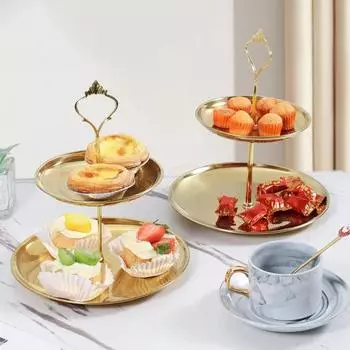 2/3-слойная подставка из нержавеющей стали для торта, поднос для фруктов, ресторанная съемная тарелка для закусок, конфет, свадебная вечеринка, подставка для десертов