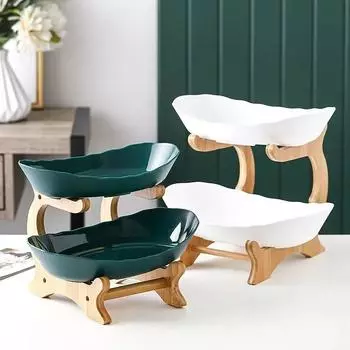 2/3 Слоя Столовые Тарелки Для Сервировки Столовой Посуды Деревянное Разделенное Блюдо Закуски Конфеты Еда Фрукты Набор Подставка Для Торта Чаша Столовая Посуда