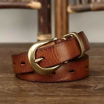 2.3 см чистая коровья кожа высокого качества натуральная кожа ремни для женщин медная пряжка модный винтажный женский тонкий ремень джинсы ковбойские чинтос 95cm коричневый