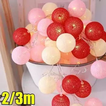 2/3M 20LEDS ватные шарики гирлянды гирлянда рождественский декор уличные садовые огни уличные гирлянды новогодние подарки D-2M 10LED