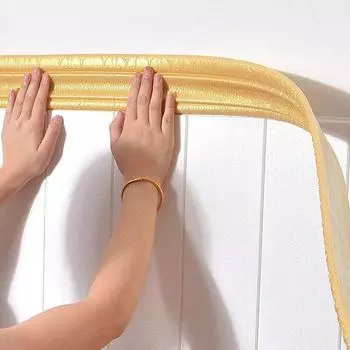 2.3мx8см 3D Узор Водонепроницаемые Самоклеящиеся Обои Декоративные Линии Плинтус Линии Украшения Гостиной Стены Бордюр Наклейки 1Pcs2.3mX8cm золотой