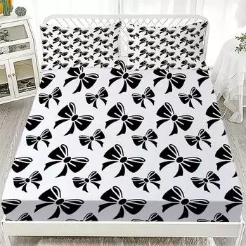 2/3pcs Bowknot Personalized Fitted Sheet Set Bowknot Personalized Bedding Set Comfortable Skin Friendly Cute Style 180x220cm 90x200cmx25