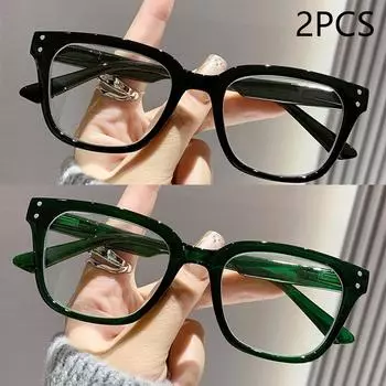 2/3PCS New Trendy Reading Glasses High-end Simple Square Frame Ultra-light Reading Glasses For Men And Women 2328 +100