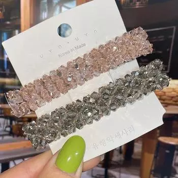 2/3PCS Set Fashion Crystal Spring Hair Clips Pins Handmade Beads Hair Barrettes For Women Girl Korean Simple Hair Accessories