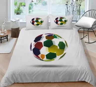 2/3шт Постельные принадлежности Комплект Домашний текстиль Пододеяльник Комплект Футбол Детское постельное белье Костюм Удобные покрывала Постельное белье Наволочки Single 135x200cm