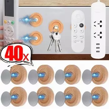 2/40 шт. Деревянный мощный магнитный крючок для домашнего офиса, настенный держатель с дистанционным управлением, вешалка для ключей с защитой от потери, крючок для организации