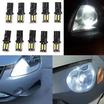 2/4/10Pcs W5W T10 Cob 10Led 7020 Auto At Night Led Wedge Replacement Reverse Instrument Panel Lamp License Plate Light 2Pcs