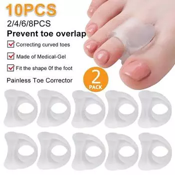 2/4/6/8/10 шт. силиконовый разделитель пальцев ног косточка выворот стопы корректор пальцев ног внешний прибор уход за ногами инструмент корректор 2PCS прозрачный