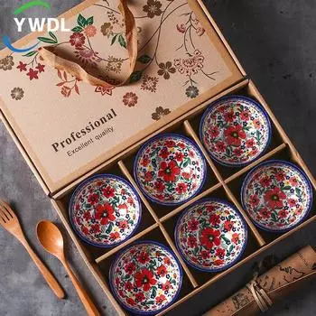 2/4/6 предметов японской керамики миски для хлопьев 4.5 дюйма десерт салат закусочная миска кухонная лапша набор столовых приборов безопасен для микроволновой печи подарочная коробка 4.5inch