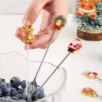 2/4/6 шт десертная ложка интересный дизайн рождественская практичная бестселлер изысканная популярная рождественская фруктовая вилка кофейная утварь
