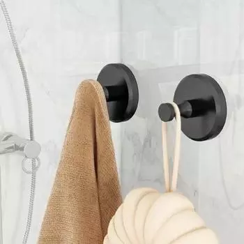2/4/6 шт. крючков на присосках, вешалки без сверления, грузоподъемность 11 фунтов, нержавеющая полированная поверхность, крючки для полотенец в ванную комнату 2pcs чёрный